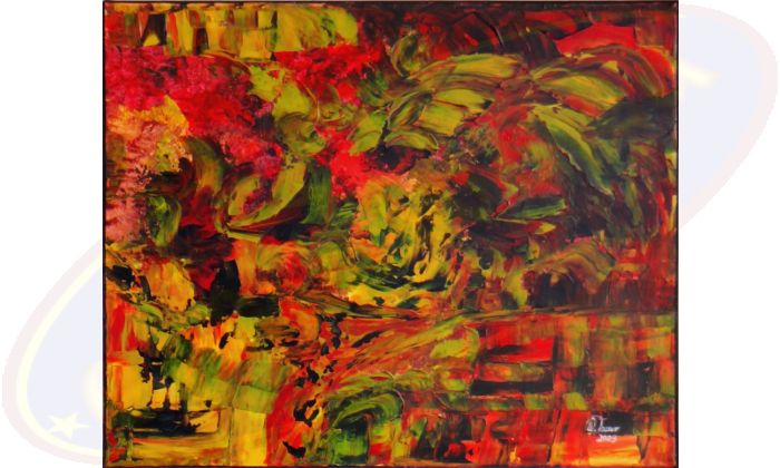 Abstraktes Acrylgemälde Explosion von Wanda Tauer