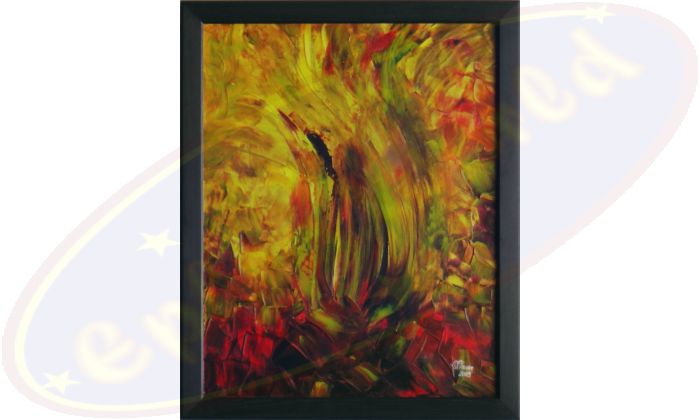 Abstraktes Acrylgemälde Loderndes Feuer von Wanda Tauer