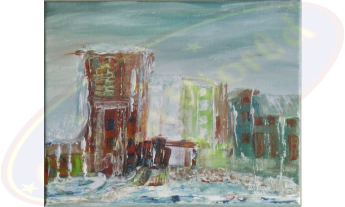 Abstraktes Acrylgemälde Nach Der Flut von Wanda Tauer