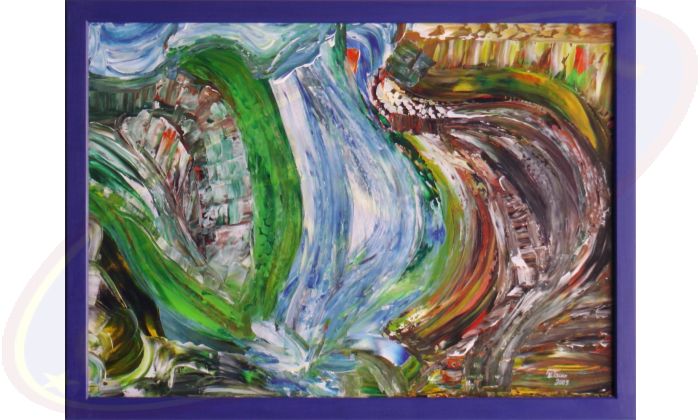 Abstraktes Acrylgemälde Ente Am Ende von Wanda Tauer