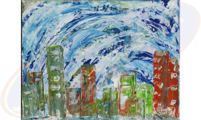 Abstraktes Acrylgemälde Nass Erwischt von Wanda Tauer