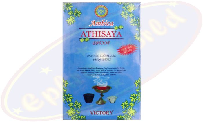 Ambica Athisaya Räucherkohle-Töpfchen 12er & Benzoin Harz 20g