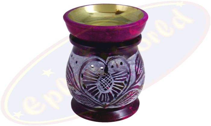 Duftlampe Blumendesign 2-teilig weinrot Speckstein