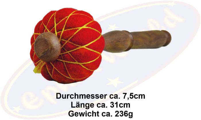 Filzklöppel/Filzschläger Sultan rot-gold 31cm für Klangschalen