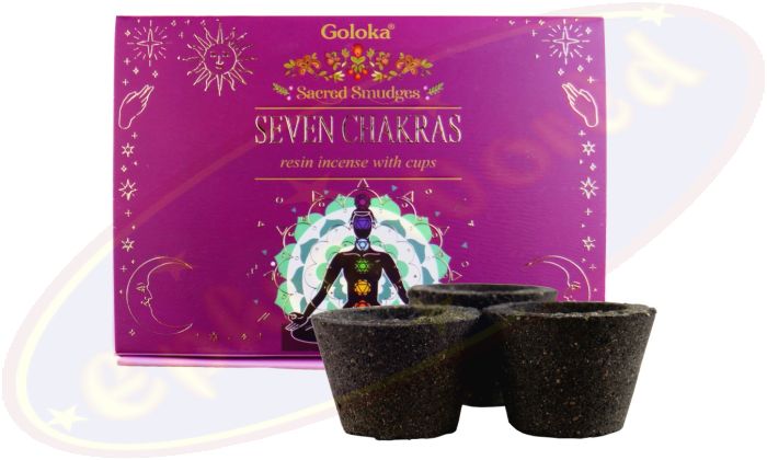Goloka Räucherkohle-Töpfchen & Räucherharz 7 Chakras