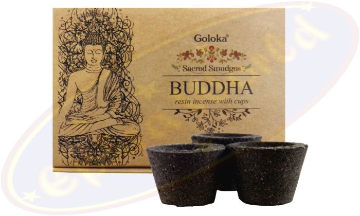 Goloka Räucherkohle-Töpfchen & Räucherharz Buddha