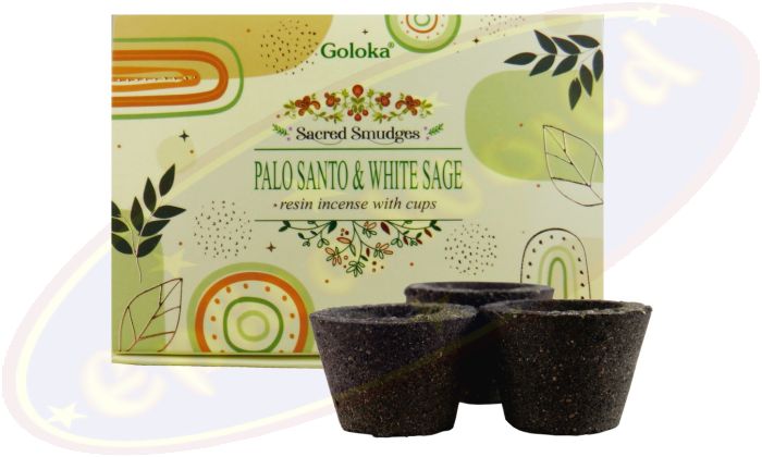 Goloka Räucherkohle-Töpfchen & Räucherharz Palo Santo & White Sage