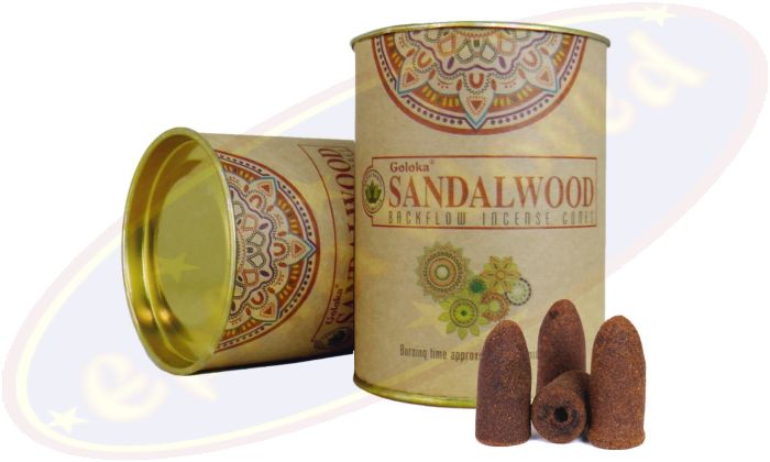 Goloka Rückfluss Räucherkegel Backflow Cones Sandalwood (Sandelholz)