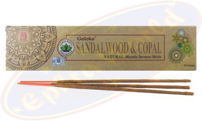 Goloka natürliche Masala Räucherstäbchen Sandalwood & Copal