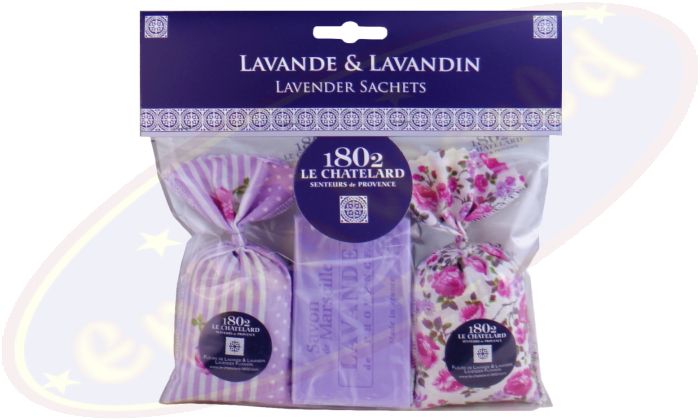 Le Chatelard 1802 Duftsäckchen Lavendel & Lavandin 2x18g & 100g Lavendel Seife Luberon Rosa