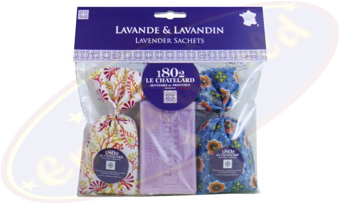 Le Chatelard 1802 Duftsäckchen Lavendel & Lavandin 2x18g & 100g Lavendel Seife Provence Chic