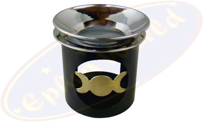 Räuchergefäß & Duftlampe Mond-Motiv Metall 3-teilig 8x9cm