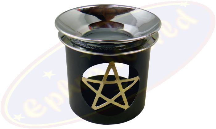 Räuchergefäß & Duftlampe Pentagram-Motiv Metall 3-teilig 8x9cm