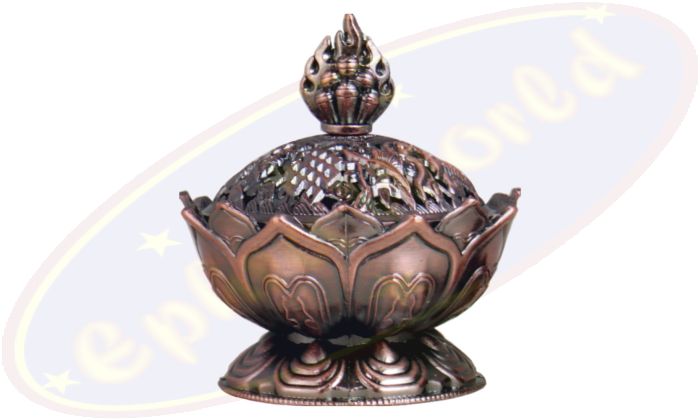 Räuchergefäß Lotus 2 teilig kupferfarben 7,8x6,9cm Metall