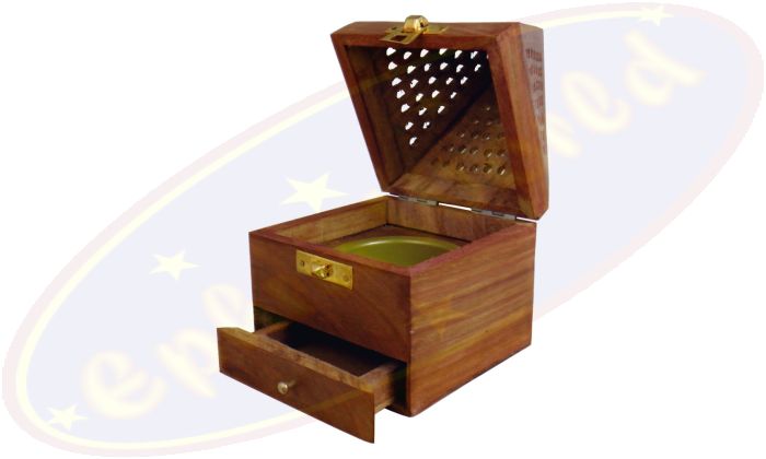 Räucherkegelbox XL Pyramide Holz mit Verschluss & großer Einlage