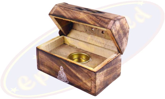 Räucherkegelbox Holz Motiv Buddha