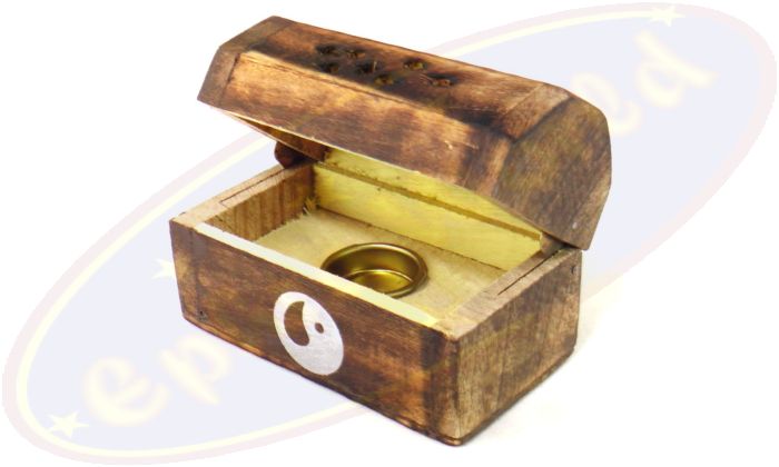 Räucherkegelbox Holz Motiv Yin Yang