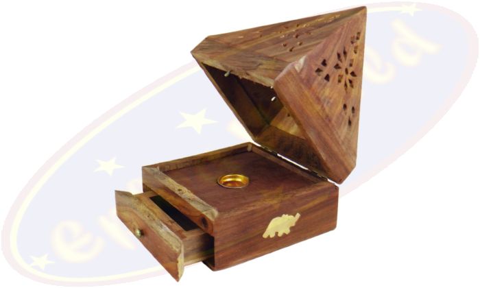 Räucherkegelbox Pyramide Holz Motiv Elefant