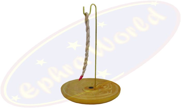 Räucherschnurhalter Metall & Holzschale natur 9,5cm