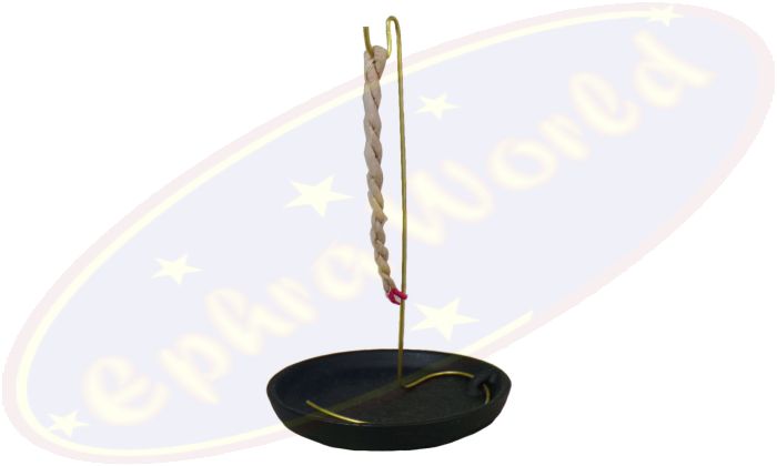 Räucherschnurhalter Metall & Tonschale schwarz 9cm