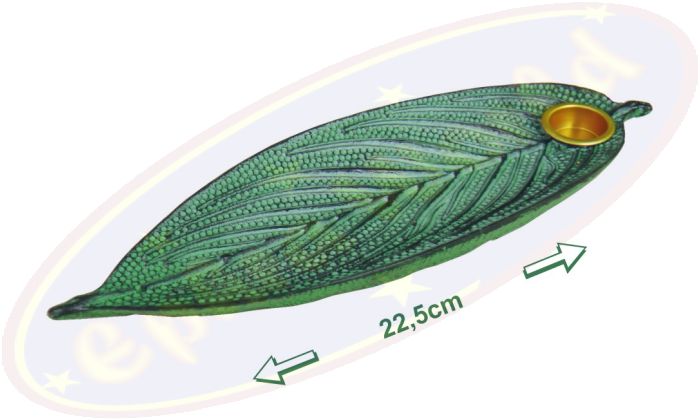 Räucherstäbchenhalter Blatt grün Polyresin