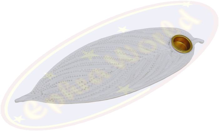 Räucherstäbchenhalter Blatt weiß Polyresin