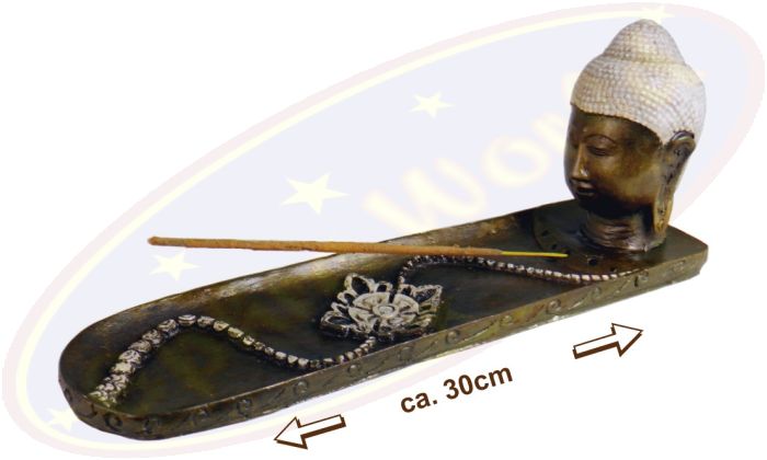 Räucherstäbchenhalter Buddha Büste braun & gold 30cm Polyresin