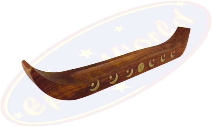 Räucherstäbchenhalter Langboot hellbraun Holz 39cm