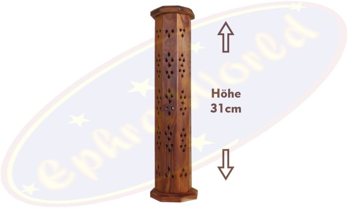 Räucherturm Mangoholz 8-eckig 2-teilig 31cm