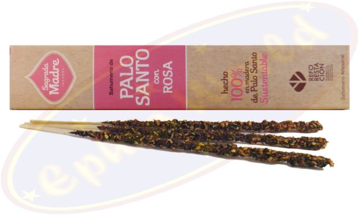 Sagrada Madre 100% Natural Smudge Räucherstäbchen Palo Santo & Rose