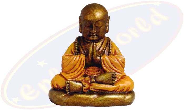 Shaolin Mönch Figur orange gold Polyresin 16 cm