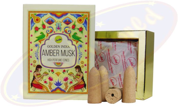Sree Vani Golden India Backflow Cones/Rückflussräucherkegel Amber Musk