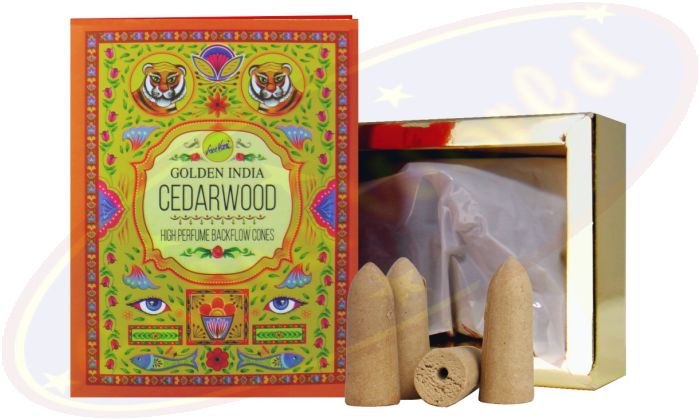 Sree Vani Golden India Backflow Cones/Rückflussräucherkegel Cedarwood