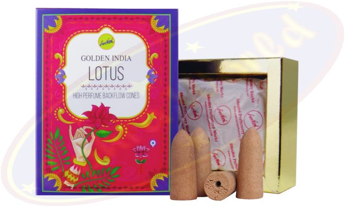 Sree Vani Golden India Backflow Cones/Rückflussräucherkegel Lotus