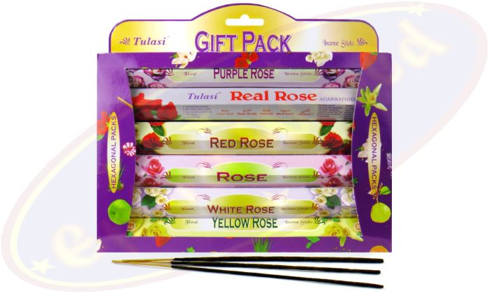 Tulasi Räucherstäbchen Set Roses Kit 6x20