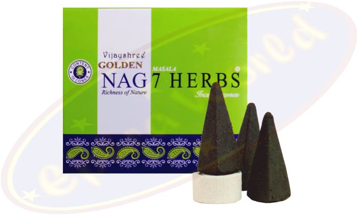 Vijayshree Golden Nag 7 Herbs Räucherkegel