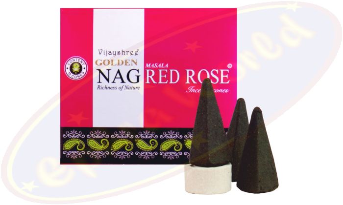 Vijayshree Golden Nag Red Rose Räucherkegel