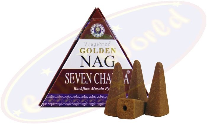 Vijayshree Golden Nag Seven Chakras Rückflussräucherkegel