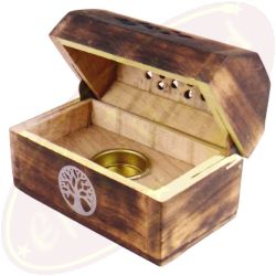 Räucherkegelbox Holz Motiv Baum des Lebens