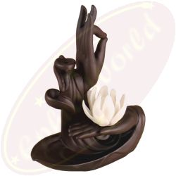 Rückflussräucherkegelhalter Hände mit Blume & Lotus