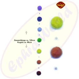 7 Chakren Deckenhänger aus Schafswollekugeln & Halbedelsteinen