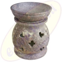 Duftlampe Pillar Shape grau rosa weiß marmoriert Speckstein 2 teilig