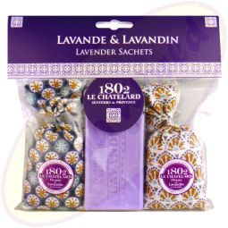 Le Chatelard 1802 Duftsäckchen Lavendel & Lavandin 2x18g & 100g Lavendel Seife Azur Blau