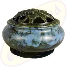 Räuchergefäß Glänzend Blau Schwarz Marmoriert Keramik 10x6,5cm