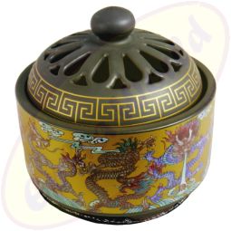 Luxus Räuchergefäß Drachenmotiv braun, gold 10x10cm