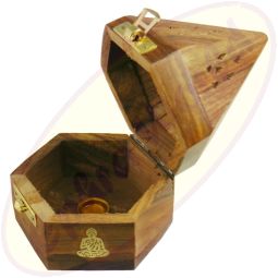 Räucherkegelbox Hexagon Motiv Buddha mit Verschluss