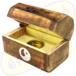 Räucherkegelbox Holz Motiv Yin Yang