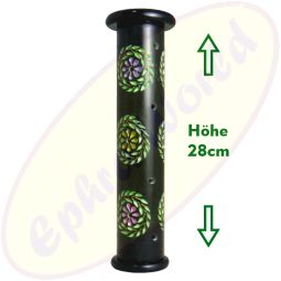 Räuchersäule/Räucherturm Speckstein schwarz Blumen 28cm
