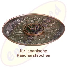 Räucherschale mit Drachenmotiv rund kupferfarbig/silber Metall 10cm