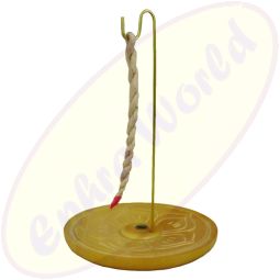 Räucherschnurhalter Metall & Holzschale natur 9,5cm